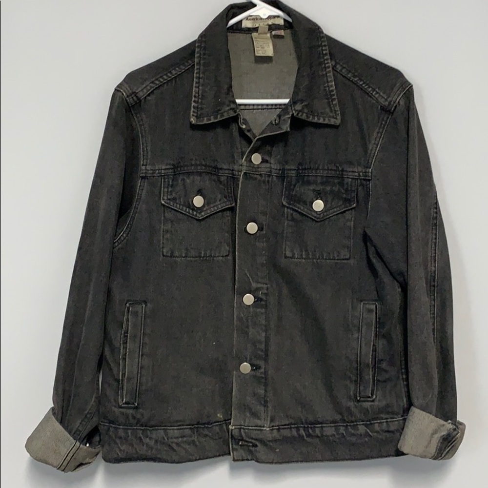 Vintage unisex washed black denim jacket